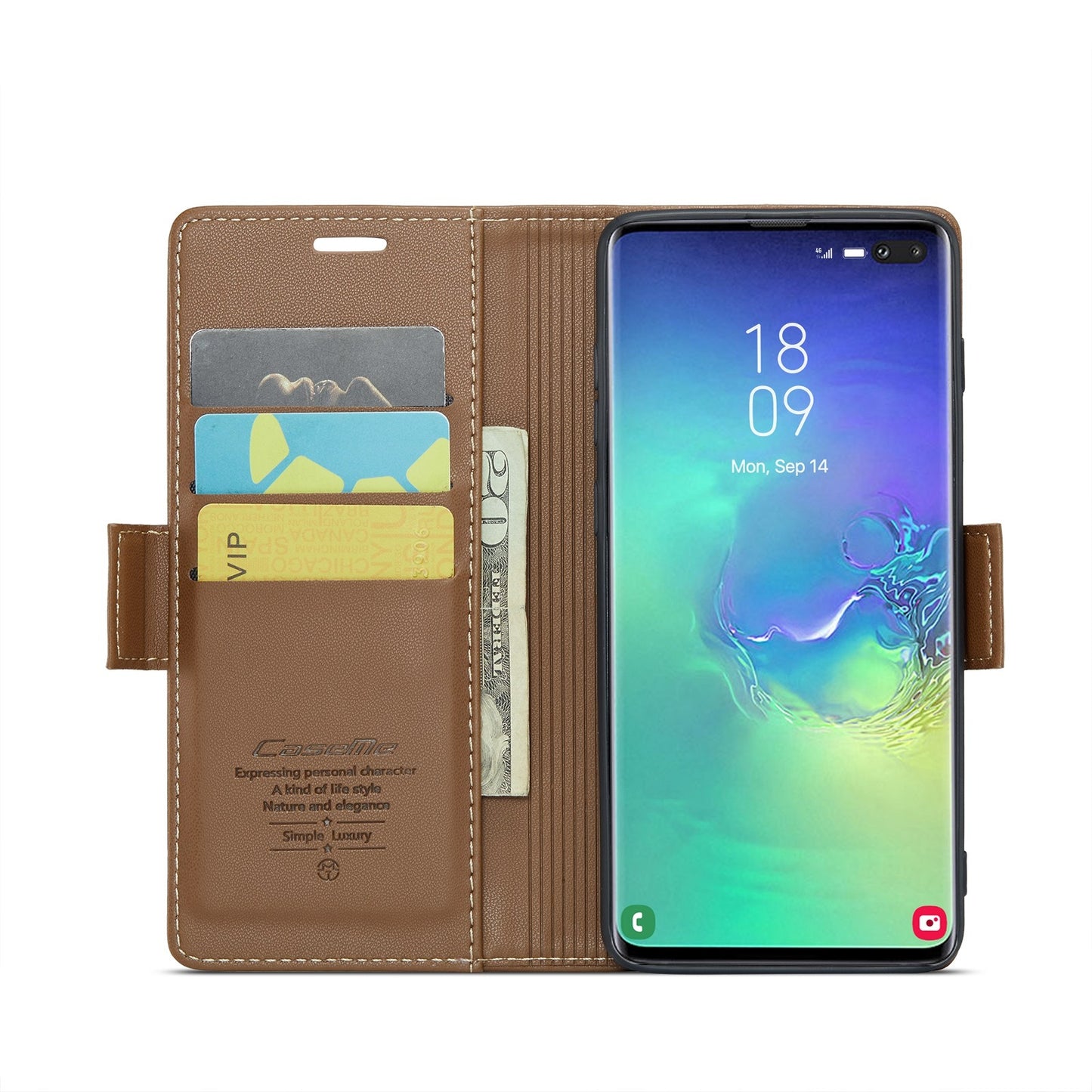 Samsung Galaxy S10+ Case - RFID Anti-Theft, Butterfly Buckle, Litchi Leather with Card Slot & Stand