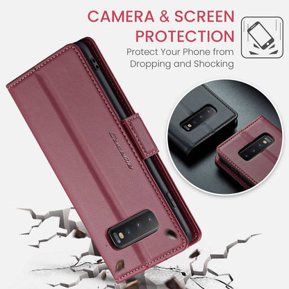 Samsung Galaxy S10+ Case - RFID Anti-Theft, Butterfly Buckle, Litchi Leather with Card Slot & Stand