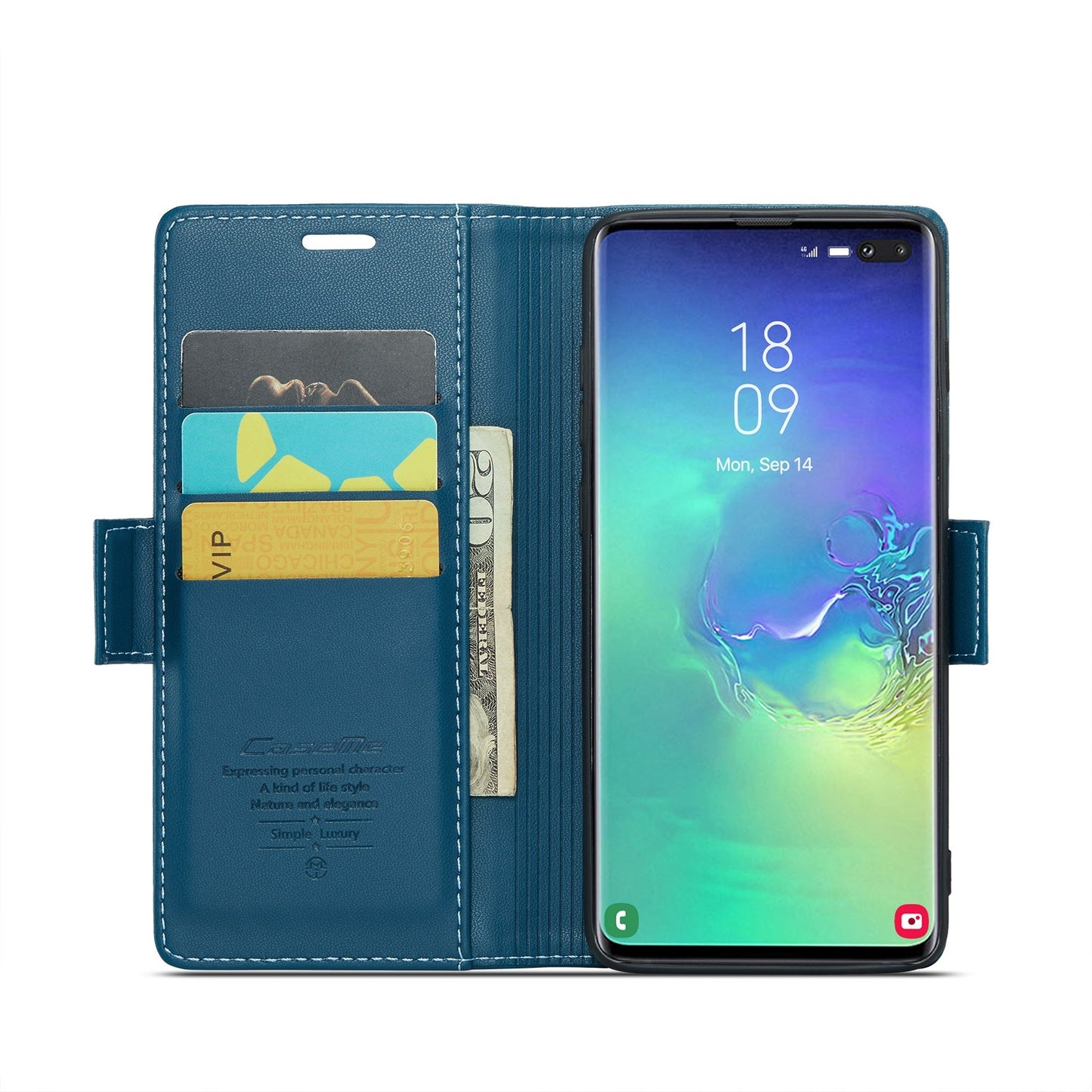 Samsung Galaxy S10+ Case - RFID Anti-Theft, Butterfly Buckle, Litchi Leather with Card Slot & Stand