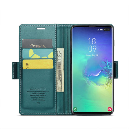 Samsung Galaxy S10+ Case - RFID Anti-Theft, Butterfly Buckle, Litchi Leather with Card Slot & Stand