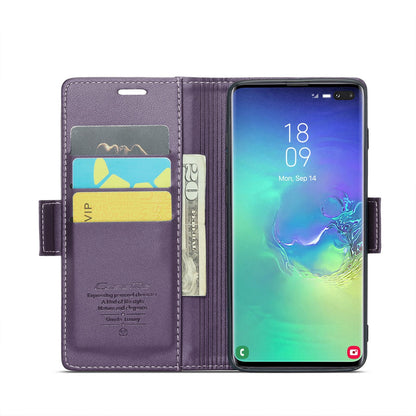 Samsung Galaxy S10+ Case - RFID Anti-Theft, Butterfly Buckle, Litchi Leather with Card Slot & Stand