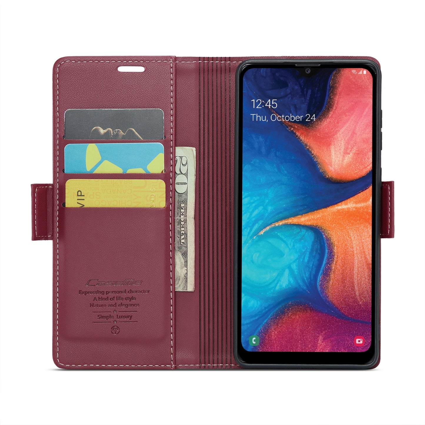 Samsung Galaxy A20/A30/M10s Case - Butterfly Buckle, Litchi Texture, RFID Anti-theft, Leather Wallet & Stand