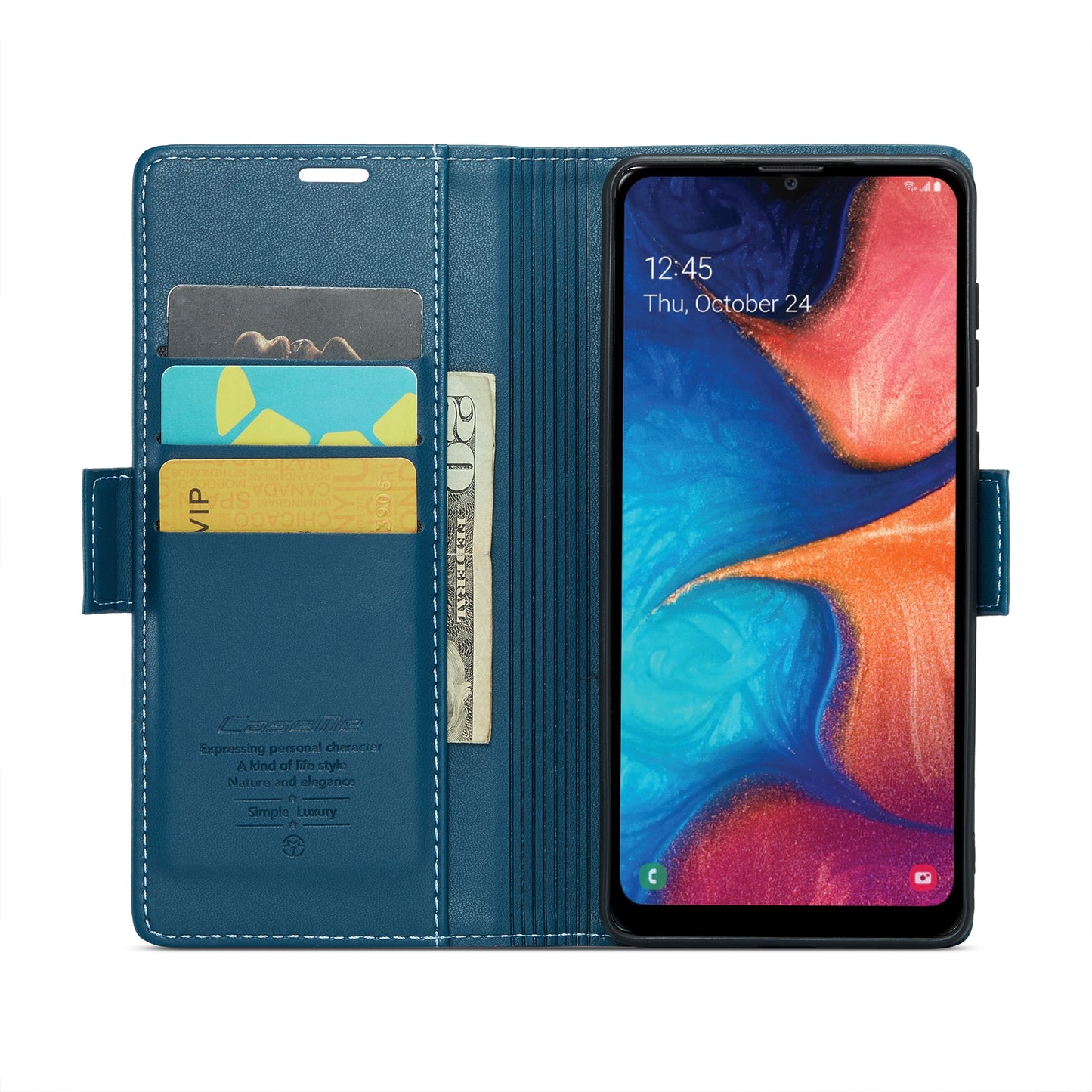 Samsung Galaxy A20/A30/M10s Case - Butterfly Buckle, Litchi Texture, RFID Anti-theft, Leather Wallet & Stand