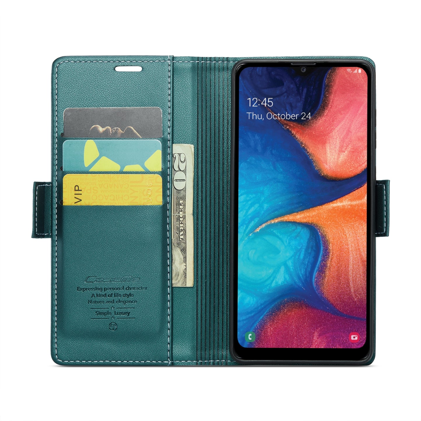 Samsung Galaxy A20/A30/M10s Case - Butterfly Buckle, Litchi Texture, RFID Anti-theft, Leather Wallet & Stand