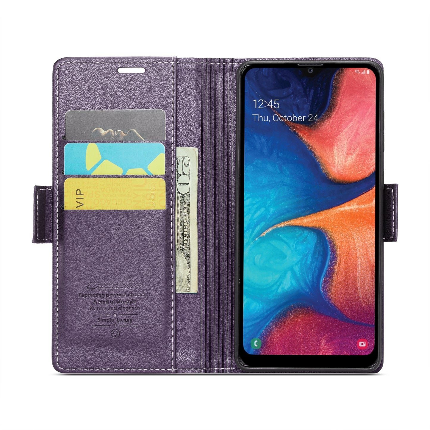 Samsung Galaxy A20/A30/M10s Case - Butterfly Buckle, Litchi Texture, RFID Anti-theft, Leather Wallet & Stand