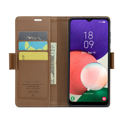 Samsung Galaxy A22 5G Leather Case - RFID Anti-theft Litchi Texture with Card Slot & Stand