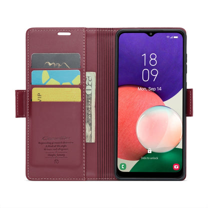 Samsung Galaxy A22 5G Leather Case - RFID Anti-theft Litchi Texture with Card Slot & Stand