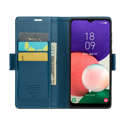 Samsung Galaxy A22 5G Leather Case - RFID Anti-theft Litchi Texture with Card Slot & Stand