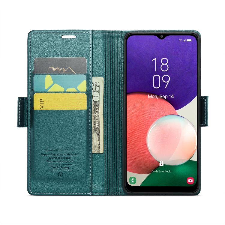 Samsung Galaxy A22 5G Leather Case - RFID Anti-theft Litchi Texture with Card Slot & Stand