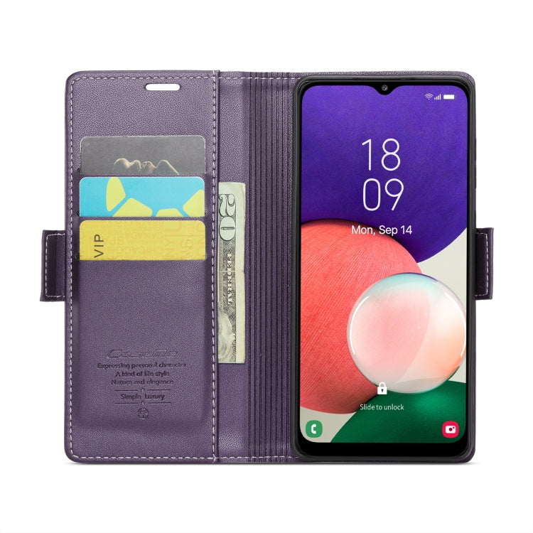 Samsung Galaxy A22 5G Leather Case - RFID Anti-theft Litchi Texture with Card Slot & Stand