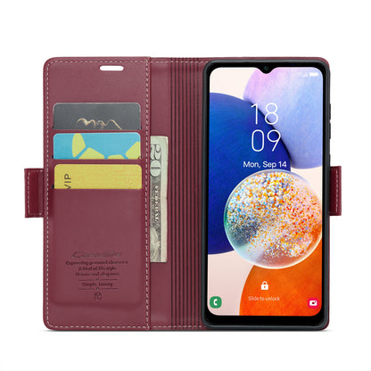 Samsung Galaxy A14 4G/5G Leather Case - RFID Anti-Theft, Butterfly Buckle, Card Slot, Litchi Texture