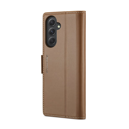 Samsung Galaxy A54 5G Leather Case - RFID Anti-Theft Butterfly Buckle, Card Slot, Stand, Litchi Texture