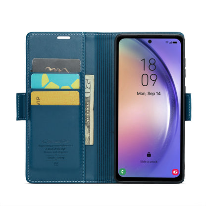 Samsung Galaxy A54 5G Leather Case - RFID Anti-Theft Butterfly Buckle, Card Slot, Stand, Litchi Texture