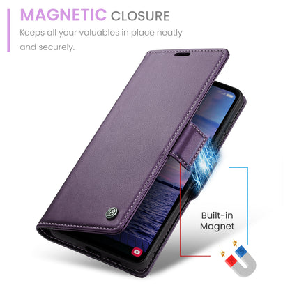 Samsung Galaxy S23 FE 5G Leather Case - RFID, Butterfly Buckle, Litchi Texture