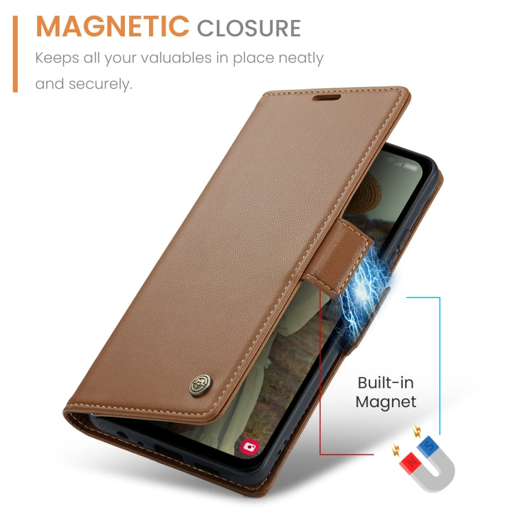 Samsung Galaxy A15 5G Leather Case - RFID Anti-theft, Card Slot, Stand Feature, Litchi Texture