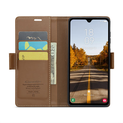 Samsung Galaxy A05s Leather Case - RFID Anti-theft Butterfly Buckle, Card Wallet & Stand - Litchi Texture