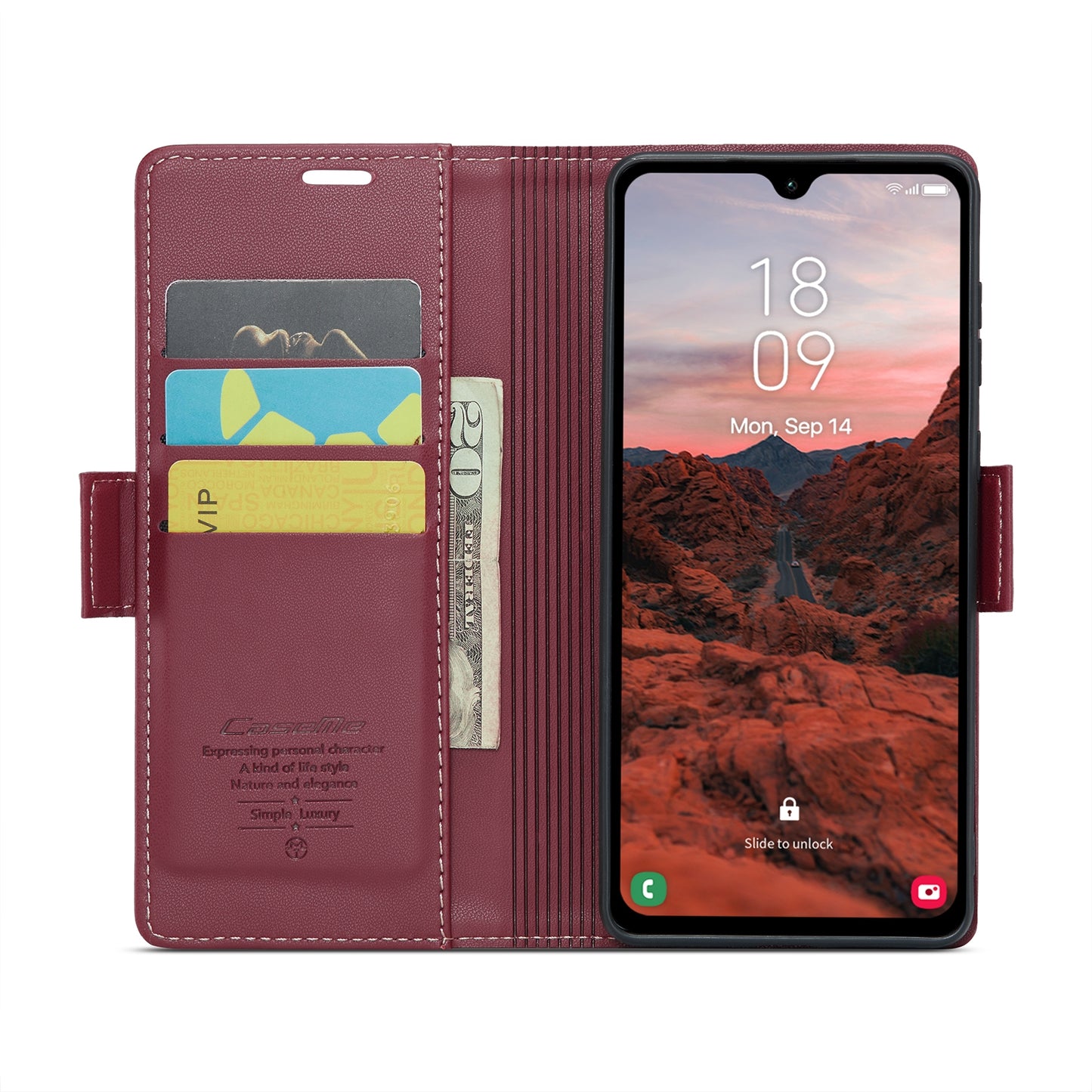 Samsung Galaxy A05s Leather Case - RFID Anti-theft Butterfly Buckle, Card Wallet & Stand - Litchi Texture