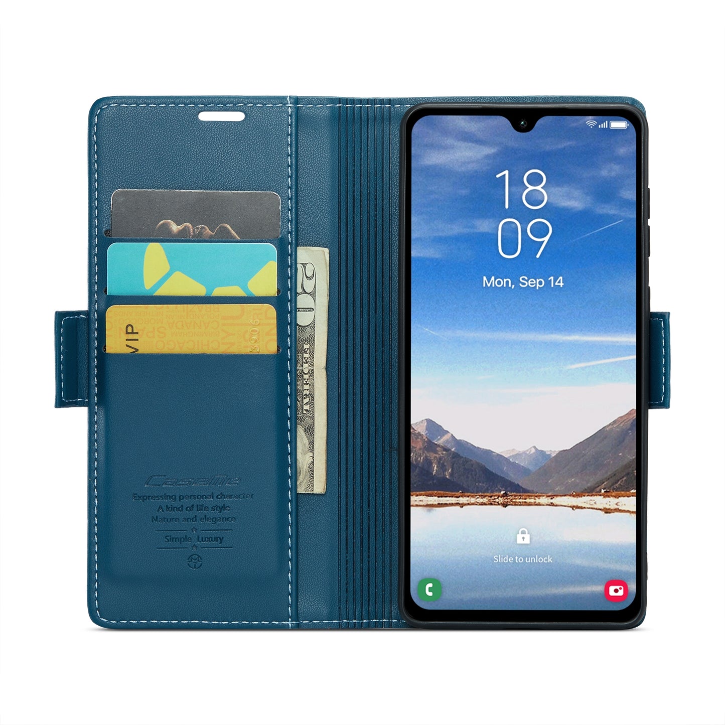 Samsung Galaxy A05s Leather Case - RFID Anti-theft Butterfly Buckle, Card Wallet & Stand - Litchi Texture