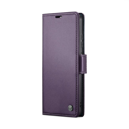 Samsung Galaxy A05s Leather Case - RFID Anti-theft Butterfly Buckle, Card Wallet & Stand - Litchi Texture