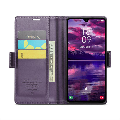 Samsung Galaxy A05s Leather Case - RFID Anti-theft Butterfly Buckle, Card Wallet & Stand - Litchi Texture