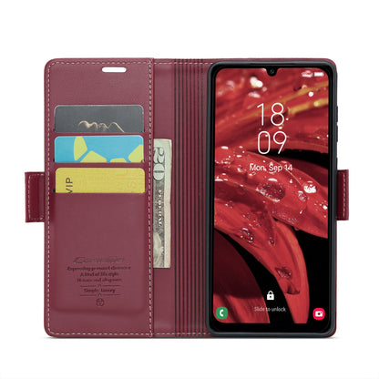 Samsung Galaxy A25 5G Leather Case - RFID, Butterfly Buckle, Card Slot, Stand - Litchi Texture