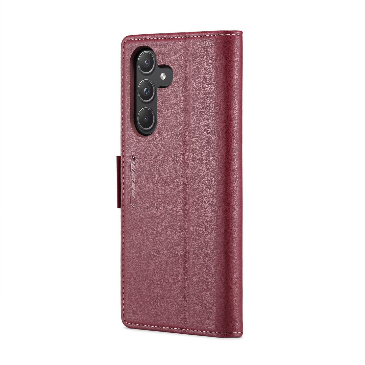 Samsung Galaxy A55 Case - Litchi Texture Leather, RFID Anti-Theft, Butterfly Buckle, Card Holder