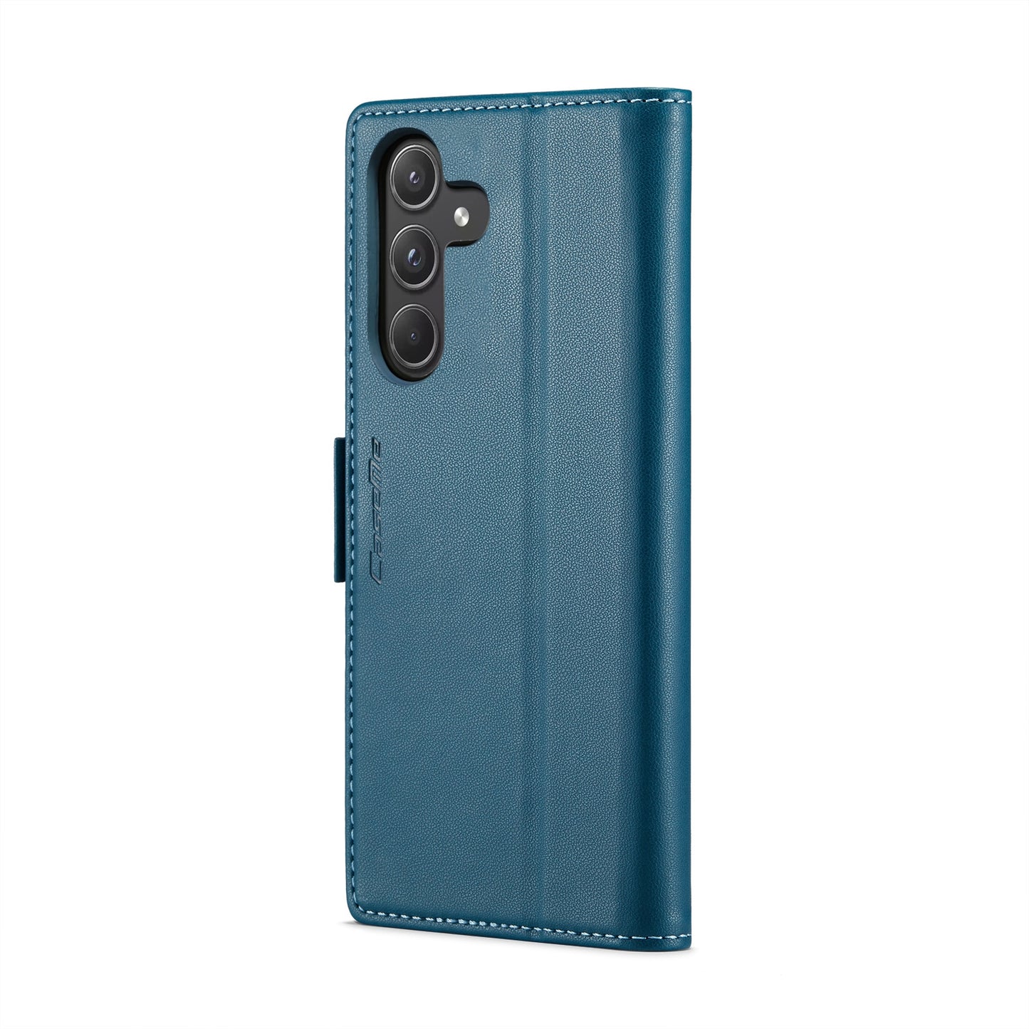 Samsung Galaxy A55 Case - Litchi Texture Leather, RFID Anti-Theft, Butterfly Buckle, Card Holder