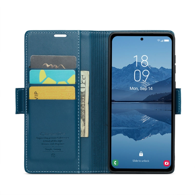 Samsung Galaxy A55 Case - Litchi Texture Leather, RFID Anti-Theft, Butterfly Buckle, Card Holder