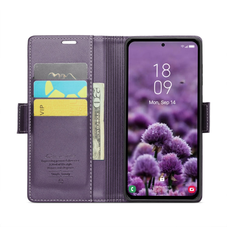 Samsung Galaxy A55 Case - Litchi Texture Leather, RFID Anti-Theft, Butterfly Buckle, Card Holder