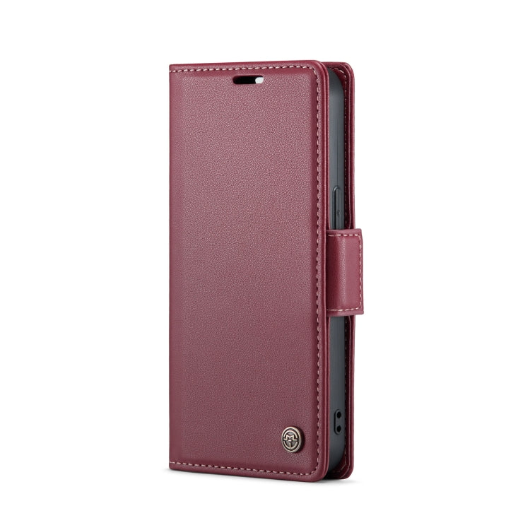 iPhone 14 Plus Leather Case - RFID, Butterfly Buckle, Card Slot, Litchi Texture