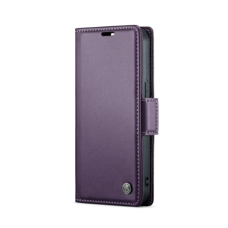 iPhone 14 Plus Leather Case - RFID, Butterfly Buckle, Card Slot, Litchi Texture