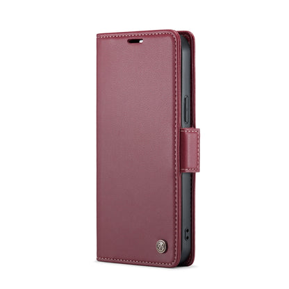 iPhone 14 Pro Leather Case - RFID, Butterfly Buckle, Card Slot, Litchi Texture