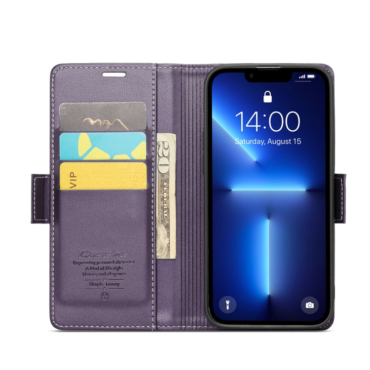 iPhone 13 Pro Max Case - RFID, Litchi Leather, Butterfly Buckle, Card Slot