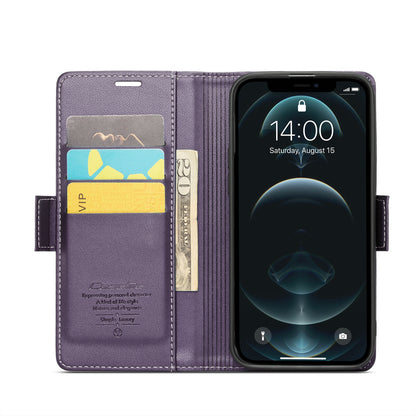 iPhone 12 Pro Max Case - RFID, Litchi Leather, Butterfly Buckle, Card Slot