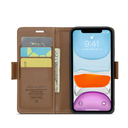 iPhone 11 Leather Case - RFID Anti-Theft, Butterfly Buckle, Litchi Texture, Card Slot