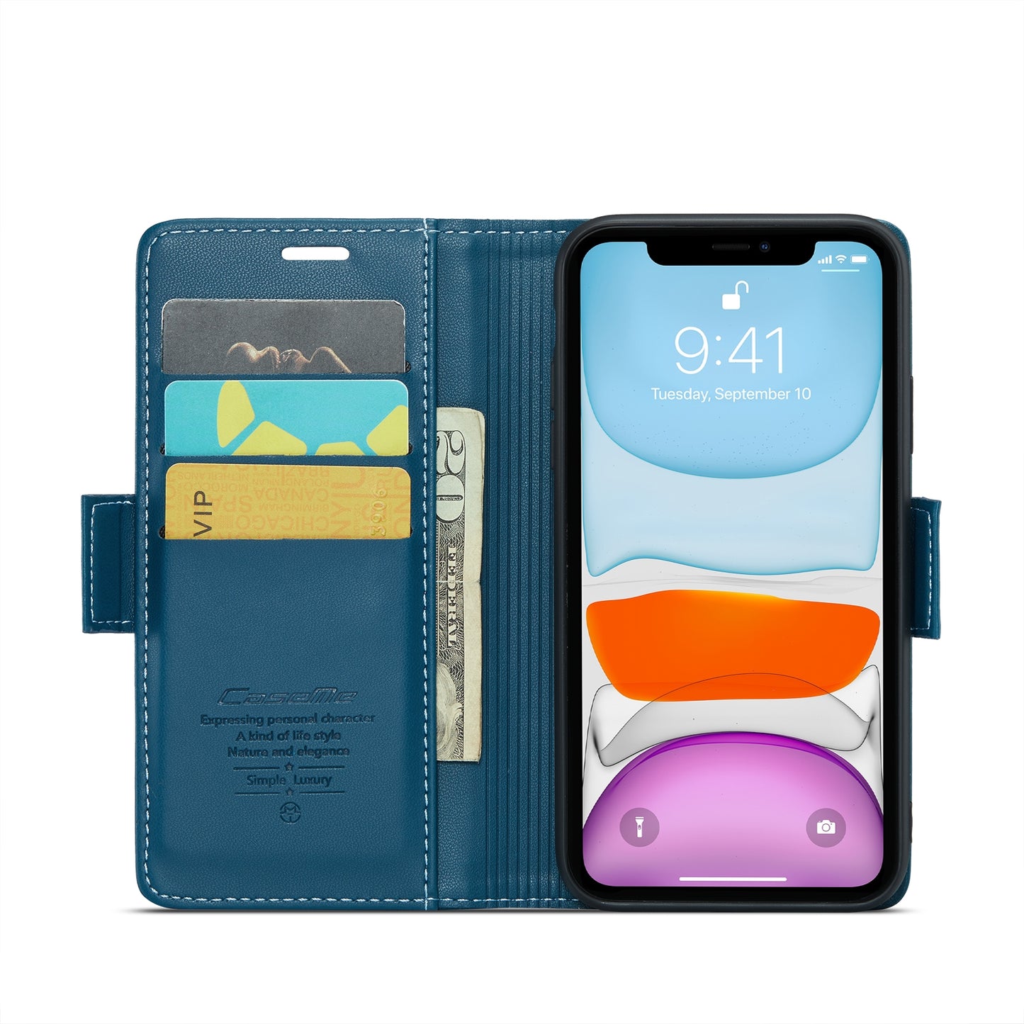 iPhone 11 Leather Case - RFID Anti-Theft, Butterfly Buckle, Litchi Texture, Card Slot