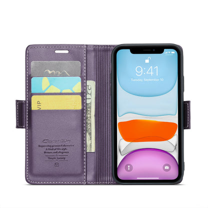 iPhone 11 Leather Case - RFID Anti-Theft, Butterfly Buckle, Litchi Texture, Card Slot