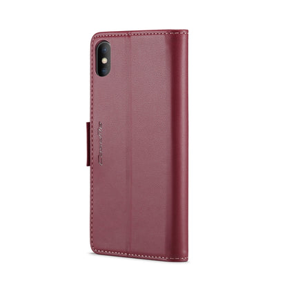 iPhone XS Max Leather Case - RFID Anti-Theft, Butterfly Buckle, Litchi Texture, Card Slot