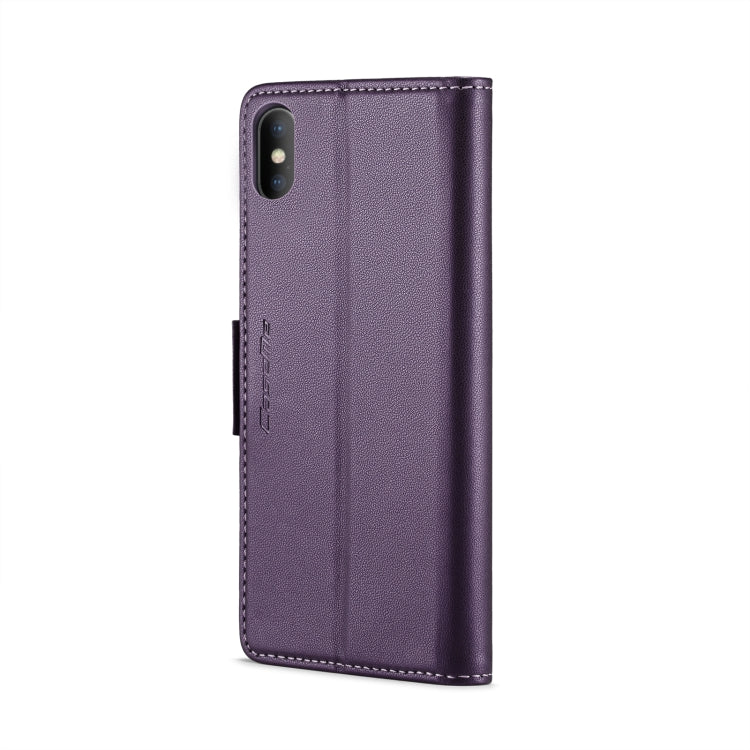 iPhone XS Max Leather Case - RFID Anti-Theft, Butterfly Buckle, Litchi Texture, Card Slot