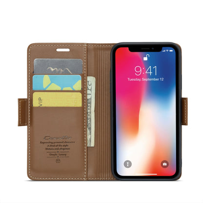 iPhone XS Leather Case - RFID Anti-Theft, Butterfly Buckle, Litchi Texture, Card Slot