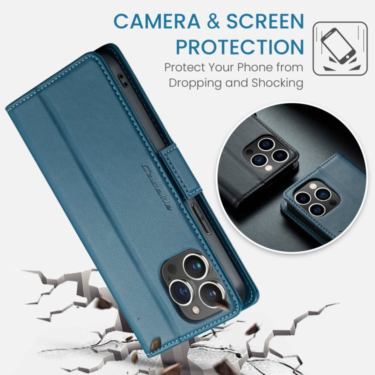 iPhone 15 Pro Case - RFID Anti-Theft, Butterfly Buckle, Card Slot, Litchi Leather