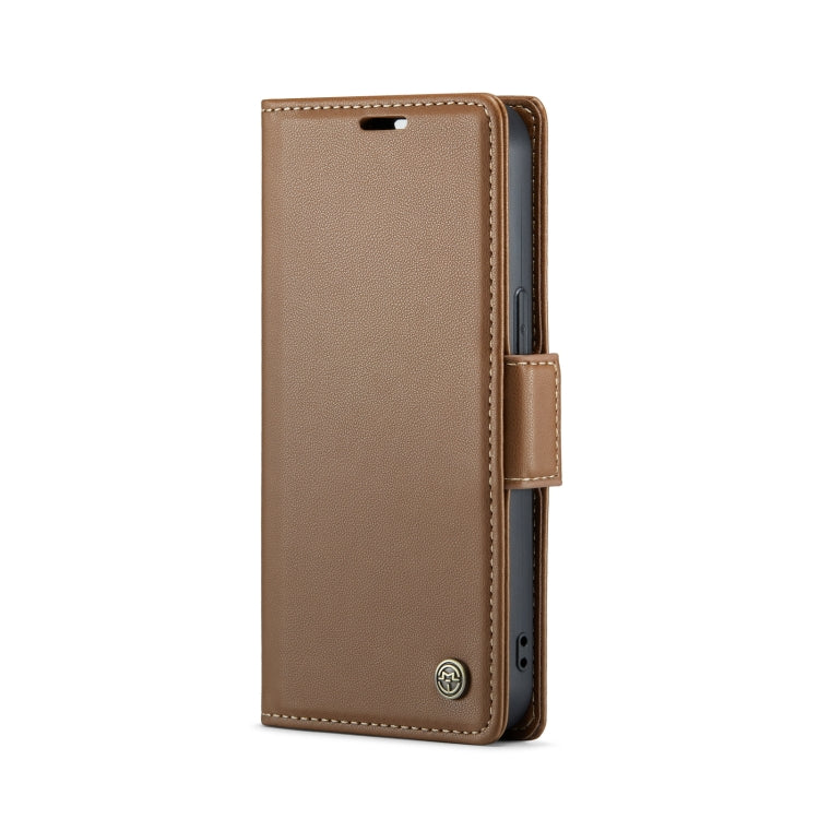 iPhone 15 Leather Case - RFID Anti-Theft, Butterfly Buckle, Card Slot, Litchi Texture