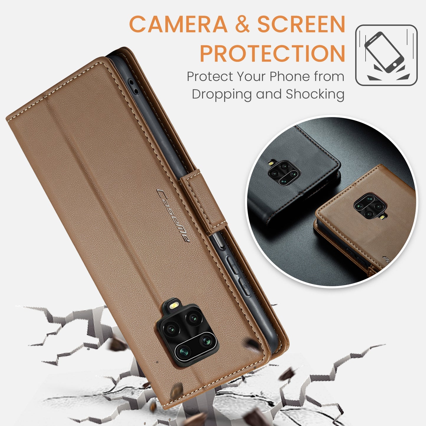 Xiaomi Redmi Note 9S/Note 9 Pro/Note 9 Pro Max Leather Case - RFID Anti-Theft, Litchi Texture, Wallet & Stand Design