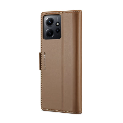 Xiaomi Redmi Note 12 4G Leather Case - RFID Anti-Theft, Litchi Texture, Wallet & Stand Design