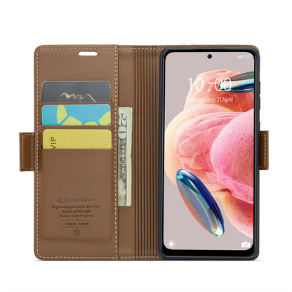 Xiaomi Redmi Note 12 4G Leather Case - RFID Anti-Theft, Litchi Texture, Wallet & Stand Design