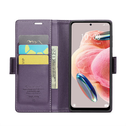 Xiaomi Redmi Note 12 4G Leather Case - RFID Anti-Theft, Litchi Texture, Wallet & Stand Design