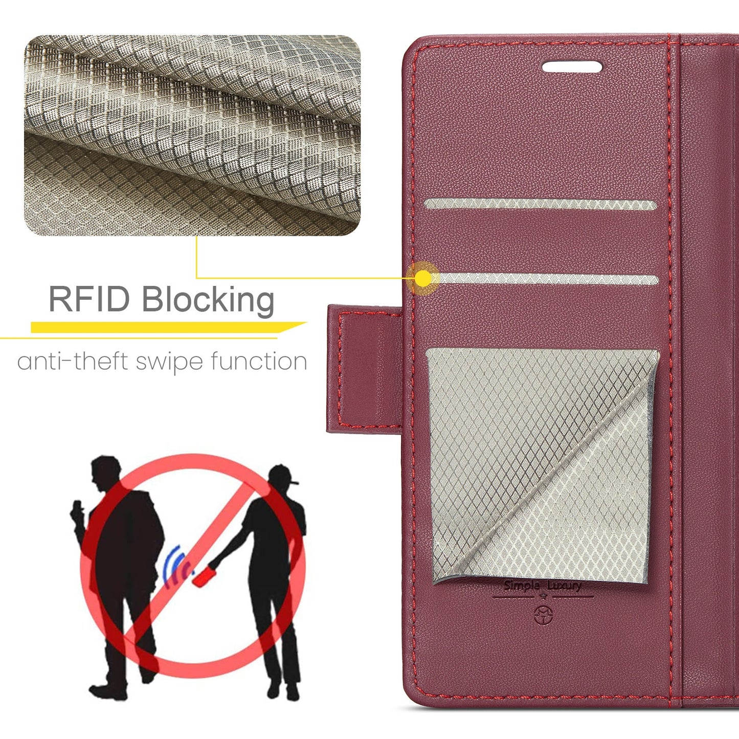 Xiaomi 14 Pro Leather Case - RFID Anti-Theft, Litchi Texture, Wallet & Stand Design