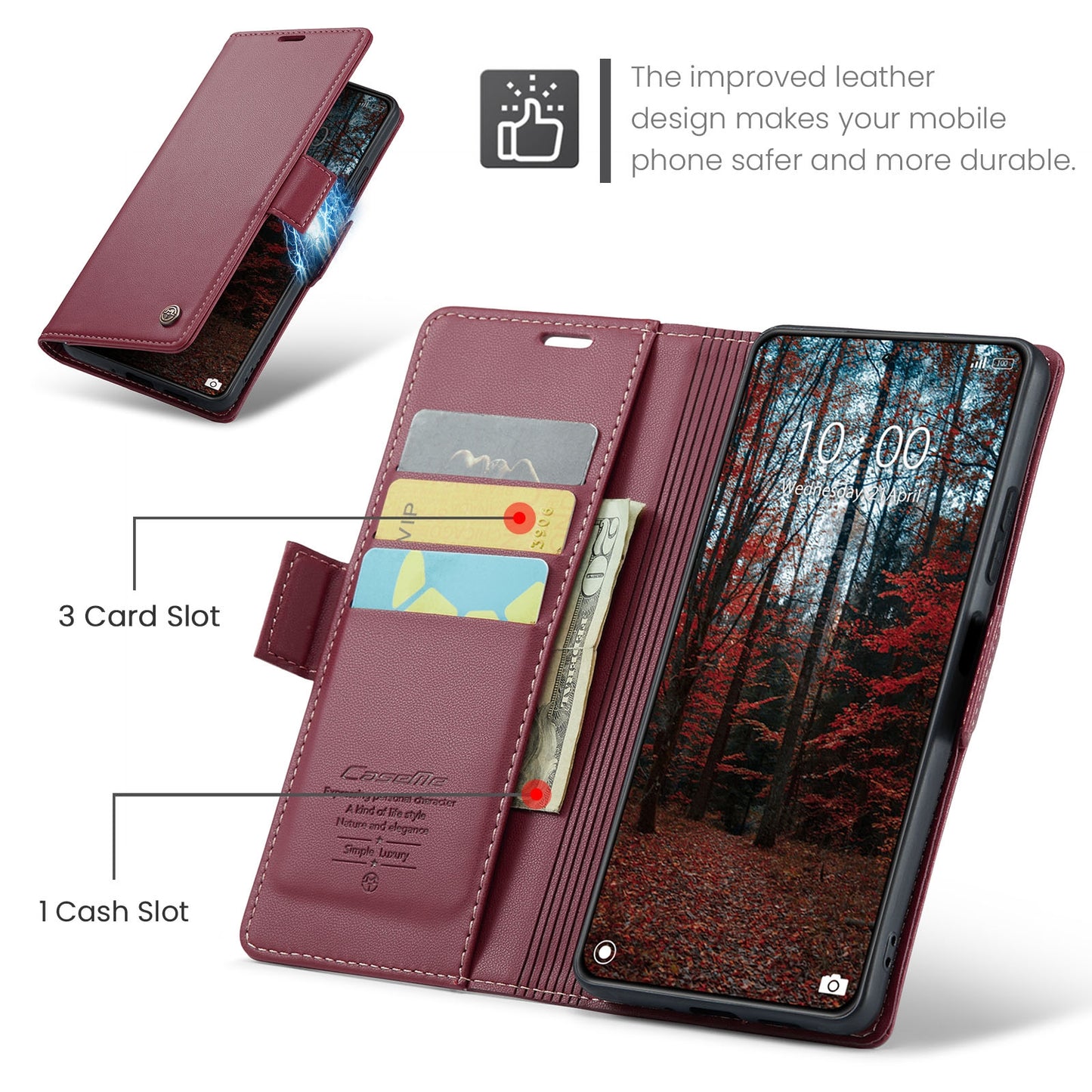 Xiaomi 14 Leather Case - RFID Anti-Theft, Litchi Texture, Wallet & Stand Design