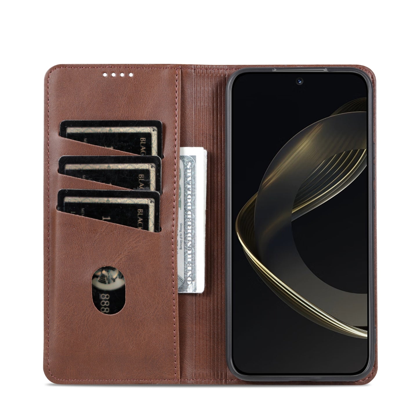 Huawei Nova 11 Leather Wallet Case with Card Holder & Magnetic Closure