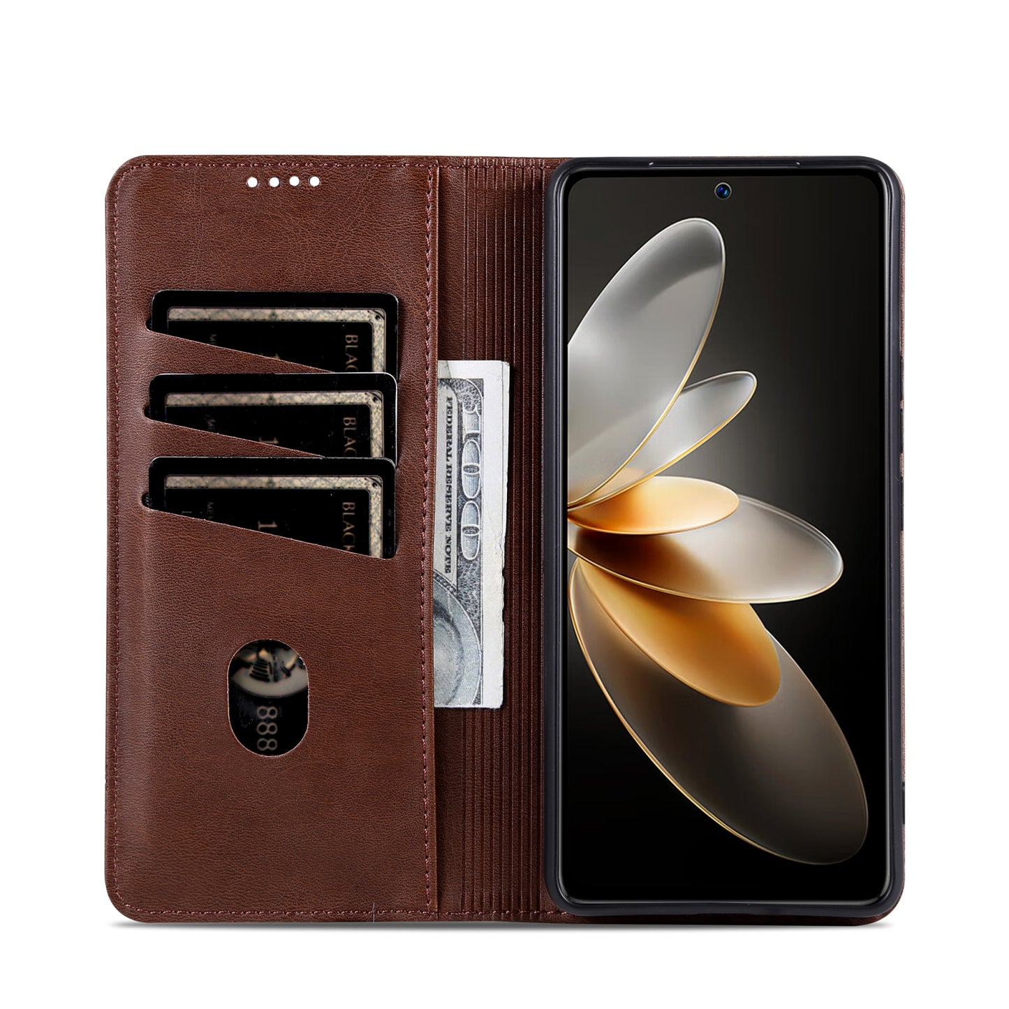 Huawei Nova 12 Leather Wallet Case with Card Holder & Magnetic Closure